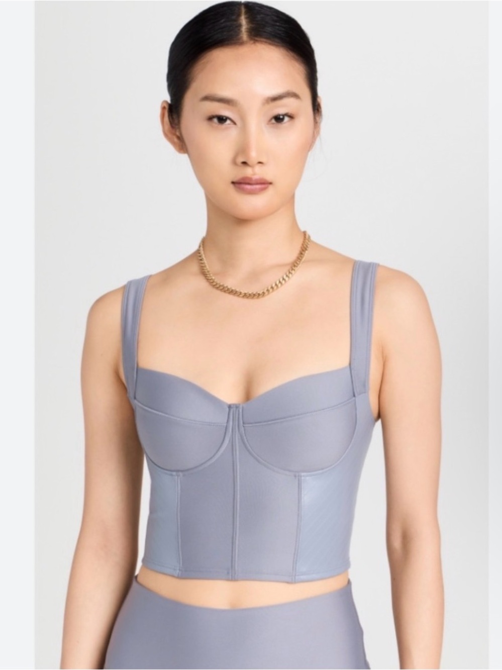 ALO Yoga Airlift Winter Warm Gray “Fog” Color Cropped Tank, Sz Small